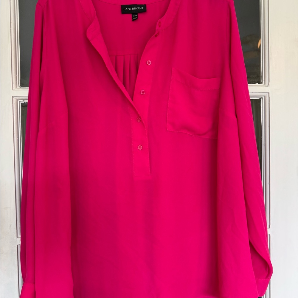 Lane Bryant Pink Oversized Long Sleeve Blouse